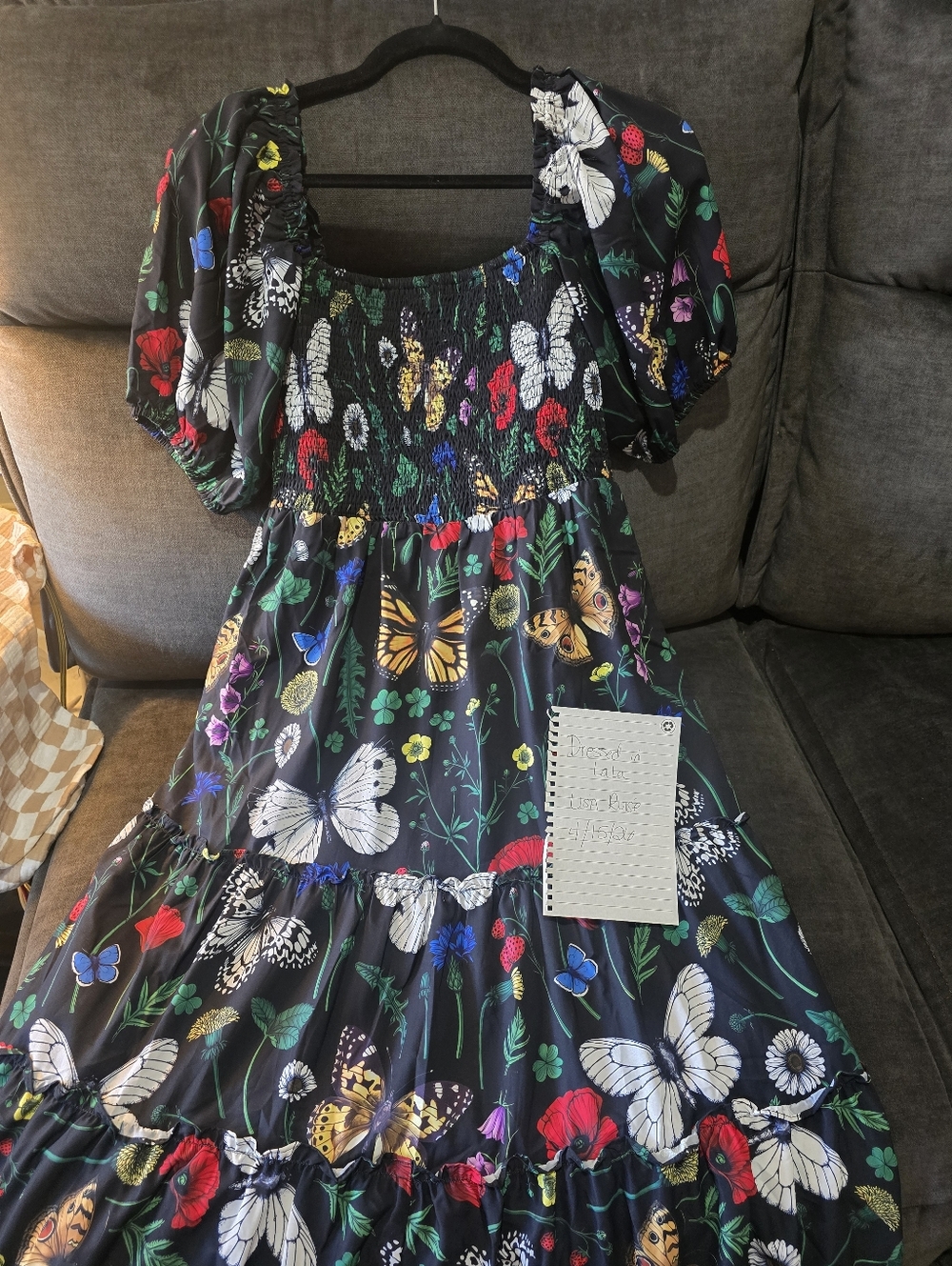 Dressed In LALA Black Butterfly & Floral Smocked Dress